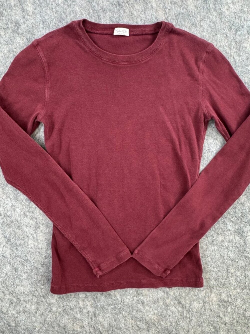 J Galt Burgundy Long Sleeve T Shirt Cotton One Size Crew Neck